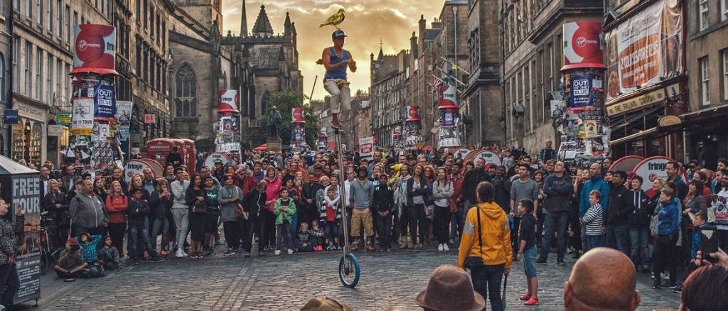 Edinburgh seasonal festival crowd enjoying a city event