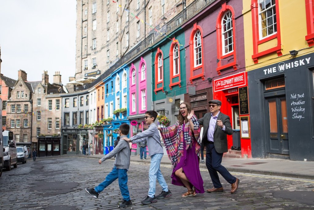 Family visiting an Edinburgh attraction together